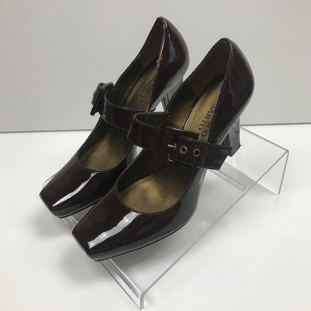 Franco Sarto brown square toe Mary Jane high heel